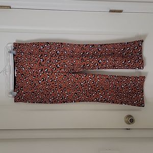 Anthropologie Orange Leopard Print Flare Pants